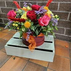Florist Choice Essence of Autumn Hat Box Arrangement